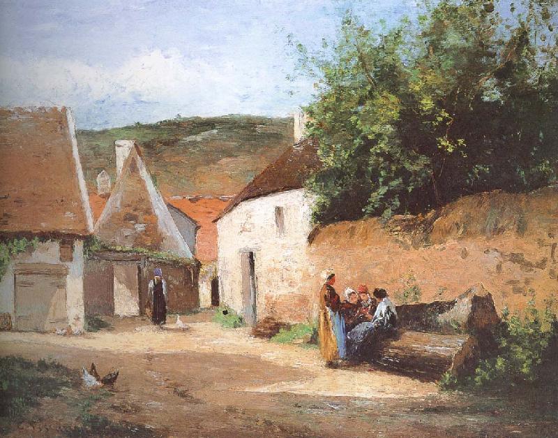Camille Pissarro Chat village woman oil painting picture